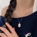 wholesale S925 Sterling Silver Oval Pendant Brushed Necklace Women Small Luxury Ins Style New Korean Version Choker-0-2