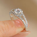 Sterling Silver 05ct Moissanite Ring with Halo for Women-0-2