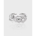 wholesale S925 Sterling Silver Niche Stylish Multi-Layer Line Luxury Rose Series Inlaid Zircon Ring for Women-0-0