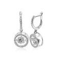 wholesale S925 Sterling Silver Cross-Border Moissanite Moving Earrings Wholesale, Heavy Duty Women's Beating Heart Circle Earrings-0-4