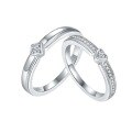 wholesale Metal material first: new fashionable minimalist style couple's pair of rings, silver set with moissanite engagement rings for boyfriend and girlfriend-0-0