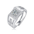 18k Gold Plated Sterling Silver Moissanite Four-Prong Micro-Set Ring-0-3