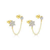 wholesale S925 Sterling Silver Geometric Teardrop Marquise Zircon European Cross-border French Earrings For Women-E4709-Gold/Pair 925 Silver