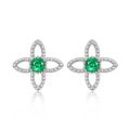 wholesale Metal material fashion ins style elegant floral earrings cultivated emerald ear studs luxury European and American style high-version earrings-0-1