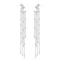 wholesale [925 Sterling Silver] Trendy Octagram Tassel Drop Earrings with Ins Light Luxury Advanced Sense and Back-Hook Pendant for Women-0-5