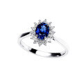 wholesale 18K gold Sri Lanka natural sapphire ring for women, royal blue princess style band with diamond accents, versatile and fashionable-0-4