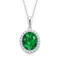 S925 Silver Y-Shaped Teardrop Emerald Imitation Pendant Necklace-0-12