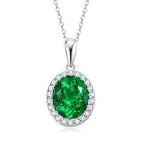 S925 Silver Y-Shaped Teardrop Emerald Imitation Pendant Necklace-Style A [Clearance Sale - Free Shipping] 10x12mm  925 Silver