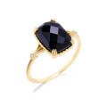 wholesale 925 Silver Japanese Light Luxury Jewelry, Simple Retro Style Black Onyx Rectangle Ring New Accessories-0-1