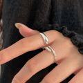 wholesale S925 sterling silver irregular double-ring women's fashion cross finger ring, unique and stylish, Japanese and Korean new collection-0-0