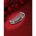 wholesale S999 Pure Silver Solid Handmade Chinoiserie Palace Style Floral Enamel Hair Comb Mother's Day Gift-0-3
