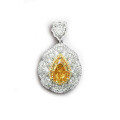wholesale 925 Silver Gold-Plated Pendant with High-Carbon Diamond, Vivid Yellow Ice Flower Teardrop Shape, Niche Fashion Versatile Jewelry for Women-0-0