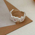wholesale S925 Sterling Silver Floral Stone-Encrusted Ring for Women, Small and Niche, Elegant and High-End, Artisan Crafted Ring, New Edition, Korean Style-0-1