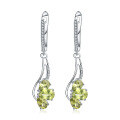 wholesale S925 Sterling Silver Natural Peridot Earrings with Fashionable Design, Set with Natural Gemstones-0-4