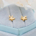 wholesale S925 Silver Plated 14K Gold Japanese Retro Design Mini Floral Stud Earrings-0-1