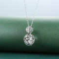 S925 Silver Full Silver Green Chalcedony Gourd Necklace-0-3