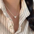 wholesale S925 Sterling Silver Minimalist Heart Pendant Necklace for Women, Small Luxury Fashion Trendy Collarbone Chain in 2024-0-3