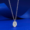 wholesale 925 Sterling Silver European Style Zircon Oval 6*8 Geometric Pendant Necklace 40+5cm-0-0