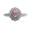 wholesale S925 silver oval diamond ring for women, uniquely fashionable cluster-set with fancy yellow and pink diamonds-0-4