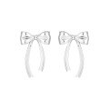 wholesale S925 Sterling Silver 668 Bow Tassel Earrings Women Minimalist Style Small French-inspired Personality Ins Versatile Silver Earrings-0-4