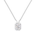 wholesale S925 Sterling Silver French Hit Women's Necklace with 8A Cubic Zirconia Square Ice-Cut Pendant, Elegant Design Collarbone Chain-0-9