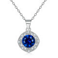 wholesale 925 Sterling Silver European and American Fashion Sapphire Pendant Blue Zircon Necklace for Women, Small and Exquisite High-End Ins Collarbone Chain Wholesale-0-0