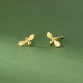 wholesale 925 Sterling Silver Fresh and Sweet Ins-style Small and Unique Design Brushed Bee Stud Earrings M06695-0-4