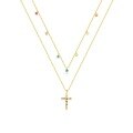 wholesale S925 Sterling Silver Dopamine Color Zircon Cross Necklace For Women,-0-0