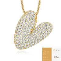 925 Silver Gold-Plated Letter Pendant Choker Necklace for Women-The letter V (including GRA certificate)