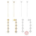 wholesale S925 Sterling Silver Butterfly Diamond Chain Tassel Earrings-0-0