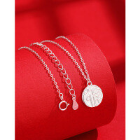 wholesale 925 Silver Fu Pendant Necklace for Women, Dragon Year Birth Year, Light Luxury Small Cluster Collarbone Chain, New Zodiac-Auspicious Dragon and Fortune Necklace 925 Silver