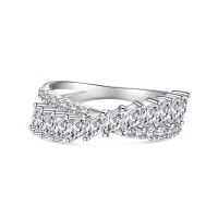 wholesale S925 Sterling Silver Women's Ring with Exquisite Butterfly Leaf Design, Geometric Zirconia Pavé Setting for a Premium Feel-DY120890-SW-WH 5