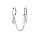 wholesale S925 Sterling Silver Korean Dongdaemun Minimalist Design Letter H Single-sided Tassel Street Style Hoop Earrings-0-4