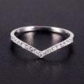 wholesale S925 Sterling Silver Simple Fashionable Light Luxury Women's Moissanite Ring, V-Shape Row Ring Set with Moissanite Gemstone-0-5