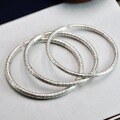 wholesale 9999 Pure Silver Chinese Trend Grass Script Tibetan Heart Sutra Bracelet for Women, Vintage Style Artistic Solid Silver Open Bangle for Men-0-3
