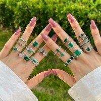 wholesale S925 Sterling Silver European French-style Women's Ring Retro Emerald Unique Design Wedding Banquet High-end Female Jewelry Wholesale-DY120652-SW-WG 8