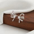 wholesale S925 Silver Ultra Sparkly Small Fresh Bow Earrings, Hollow Ear Studs Minimalist Luxury New Design-0-1