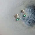 wholesale 14K Yellow Gold Emerald Green Cubic Zirconia Minimalist Four-Prong Ear Stud Ear Cartilage Screw Earring-0-4