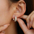 S925 Sterling Silver Moissanite Round Hoop Earrings for Men and Women-0-1