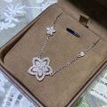 Metal Alloy Double Flower Full-Diamond Hollow Chain Necklace Direct Factory Price-0-4