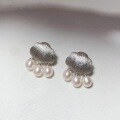 wholesale 925 Sterling Silver Natural Freshwater Pearl Cloud Raindrop Earrings, Small Batch Design, Brushed Teardrop Earrings-0-0
