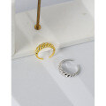 wholesale S925 Sterling Silver 470 Korean Version INS Indie Design Minimalist Textured Cable Twist Open Ring for Women-0-1