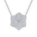 wholesale 18k Gold Plated S925 Silver Full Moissanite Classic Camellia Pendant Necklace for Women-0-0