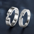 Sterling Silver Moissanite Couple's Rings, Minimalist Wedding Proposal Bands-0-1
