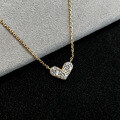Sterling Silver Moissanite Necklace, Heart Shape, Minimalist Style-0-5