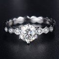 wholesale S925 Sterling Silver One-Stop Delivery Women's Six-Prong Fashion Honeycomb Style 1-Carat Elegant and Minimalist Moissanite Ring-0-2