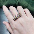 wholesale S925 Sterling Silver Exotic Natural Garnet Crystal Ring with Colored Gemstones, ExaggeratedStyle Ring-0-3