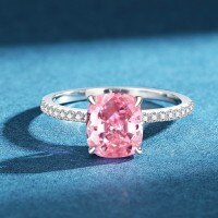 S925 Silver French Luxury Style Oval Pink Diamond Ring-Pink Diamond  HK Number 17#