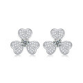 wholesale New Fashionable and Fresh Lucky Clover 30-Point Moissanite 18K Gold-Plated Silver Diamond-Cut Stud Earrings-0-0