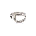 wholesale S925 Silver Antique Silver Oxidized Hollow-Out Minimalist Ring for Women, Unique and Niche Design Openable Ring for TikTok Live-0-4